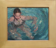 Rock Me Baby  Oil 14 x 20 Framed  Water Movement  Figurative Portraiture