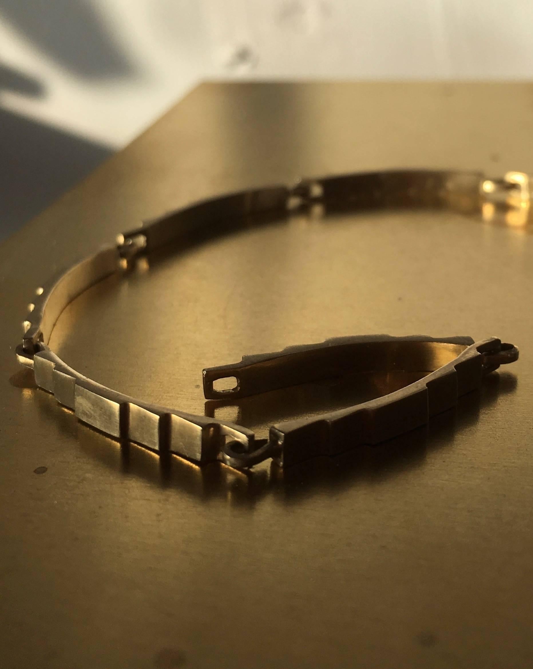 Art Deco Emer Roberts 18 Karat Gold Slim Steps Links Bracelet For Sale