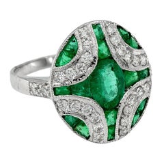Emerald 1.02 Carat Diamond Cocktail Ring