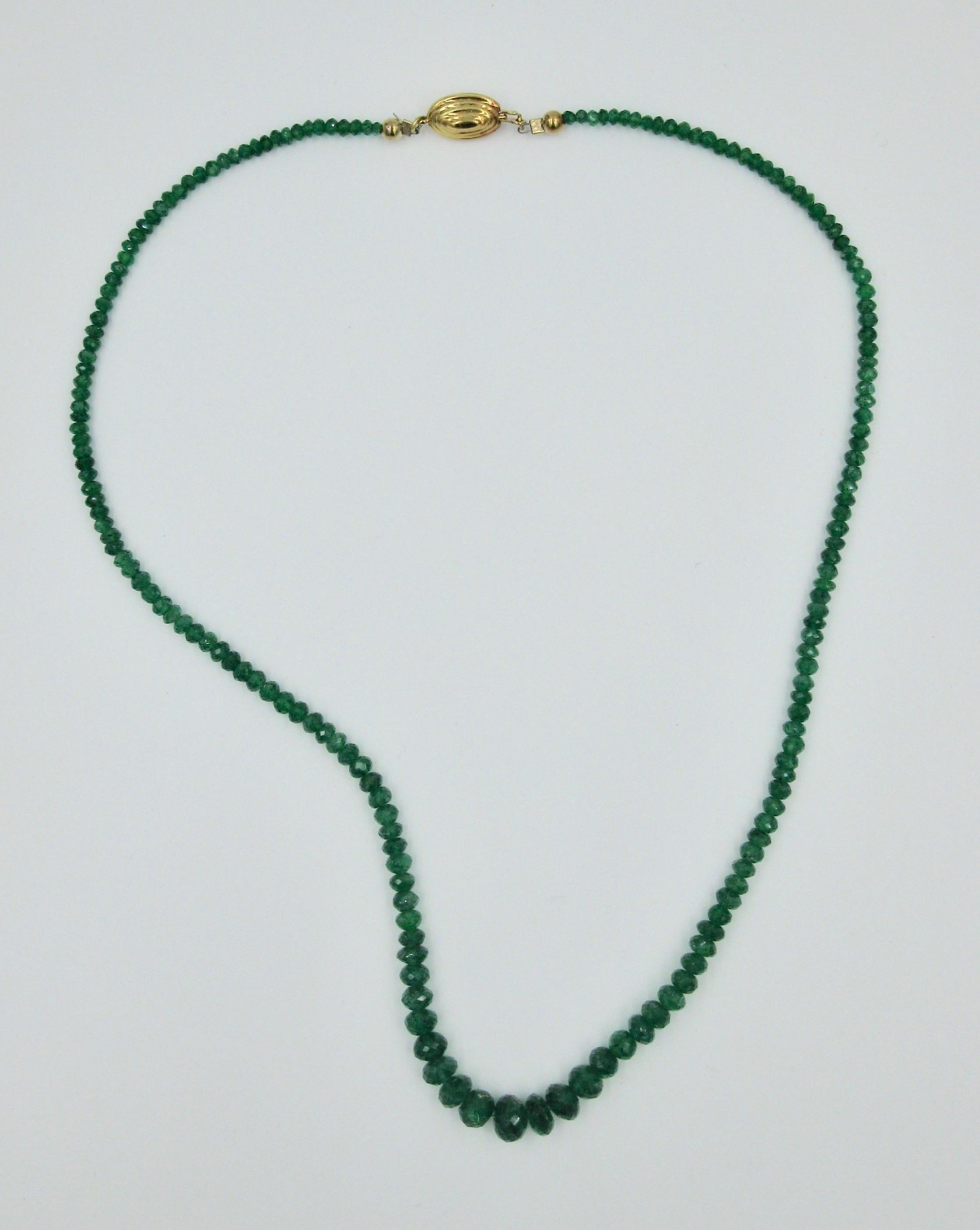 Emerald 14 Karat Gold Necklace Graduated Faceted Natural Mined Emerald 4