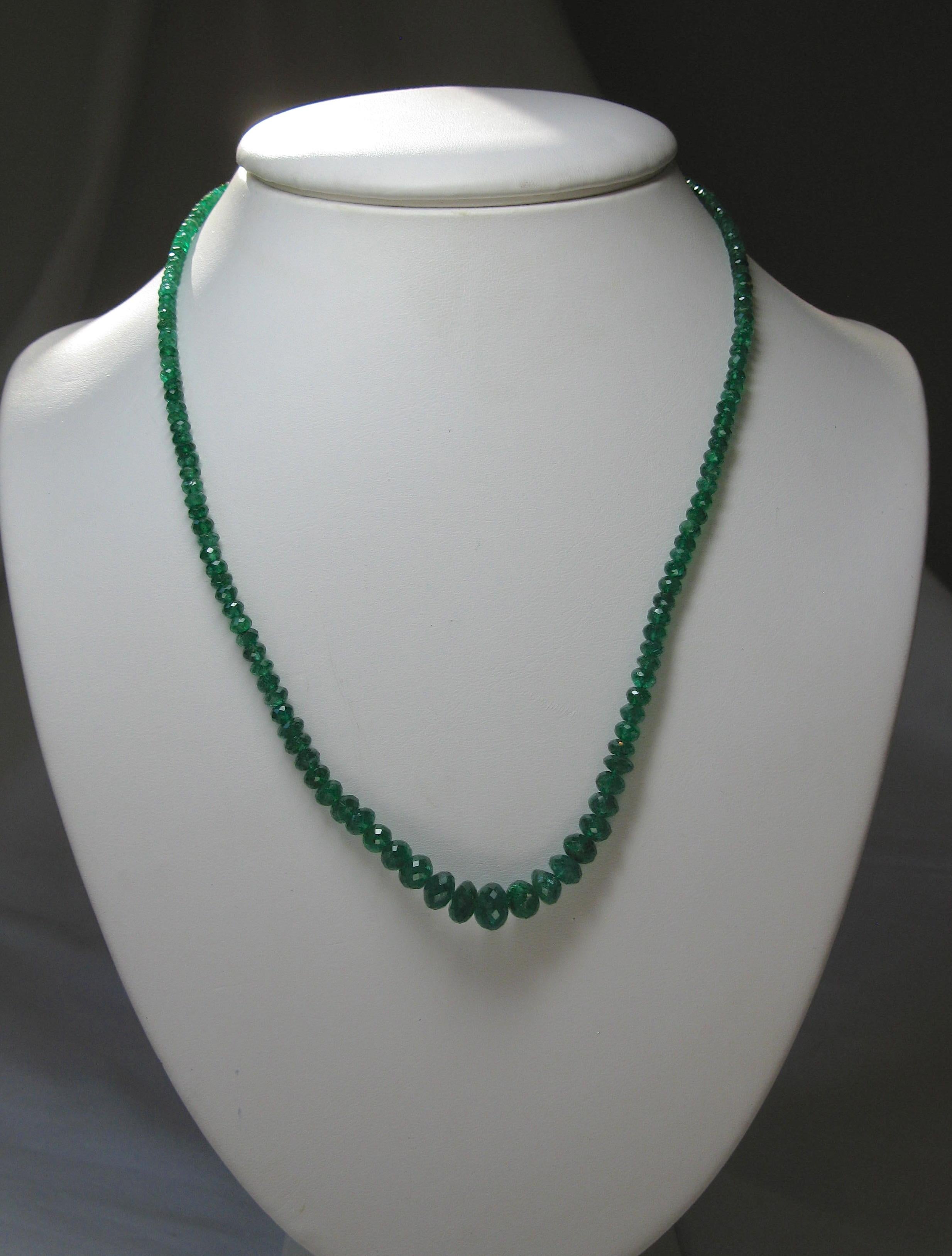 Emerald 14 Karat Gold Necklace Graduated Faceted Natural Mined Emerald 2