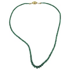 Emerald 14 Karat Gold Necklace Graduated Faceted Natural Mined Emerald Emerald 14 Karat Gold Necklace Graduated Faceted Natural Mined Emerald
