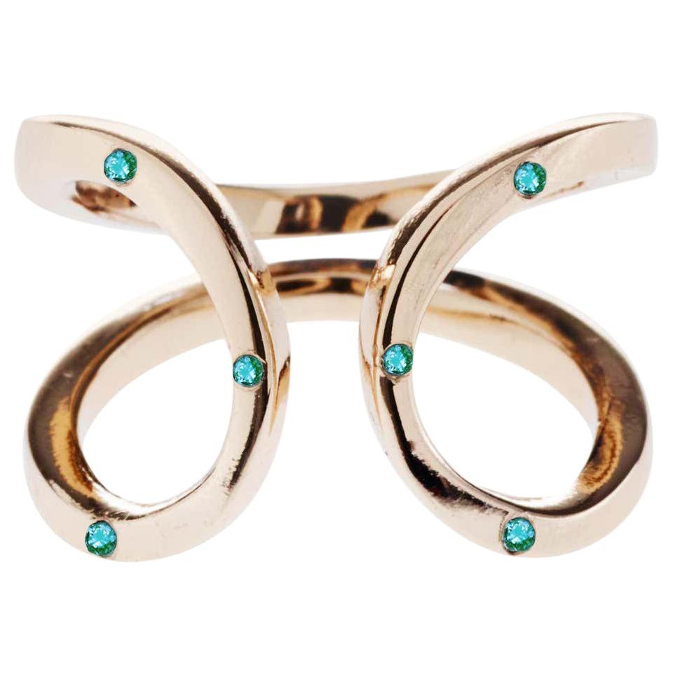 Emerald 14 Karat Gold Ring Adjustabe For Sale