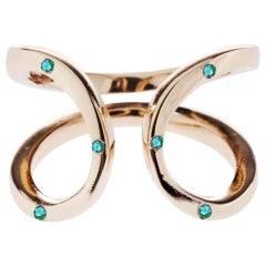 Emerald 14 Karat Gold Ring Adjustabe