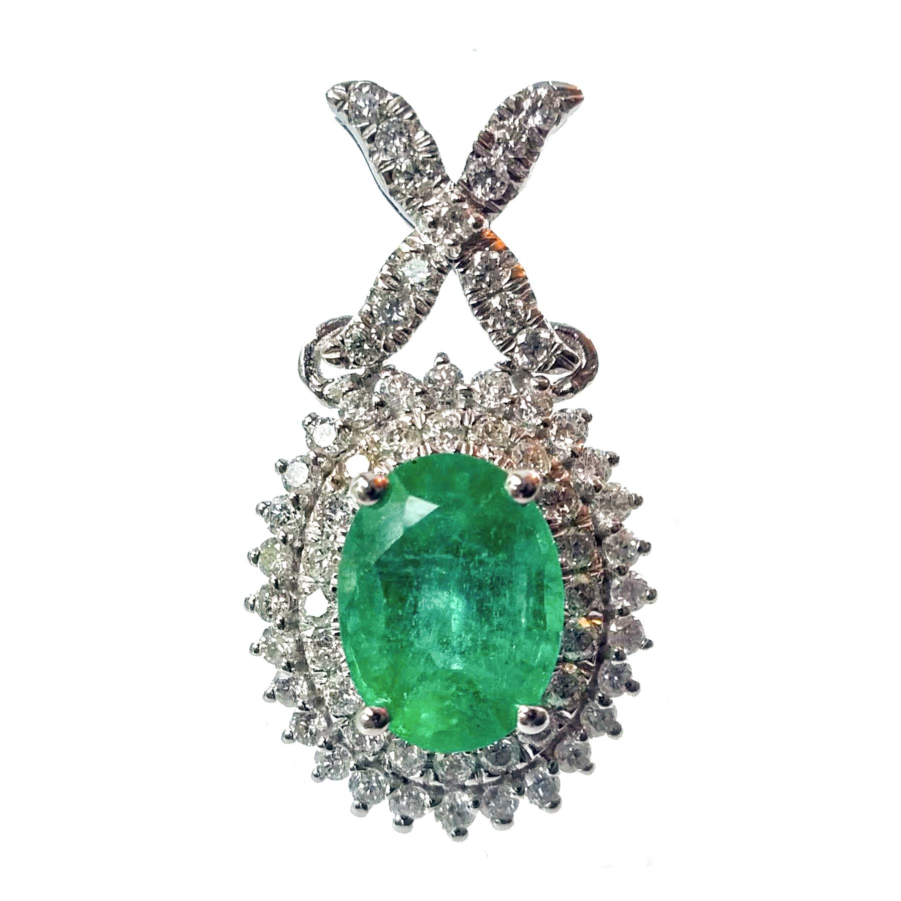 Majestic emerald and diamond necklace earring set. Lively,14.73 carats, high luster, intense bluish-green pear and oval faceted natural emeralds, encased in basket mounting, with bead prongs, surrounded with round brilliant cut diamond. Contemporary