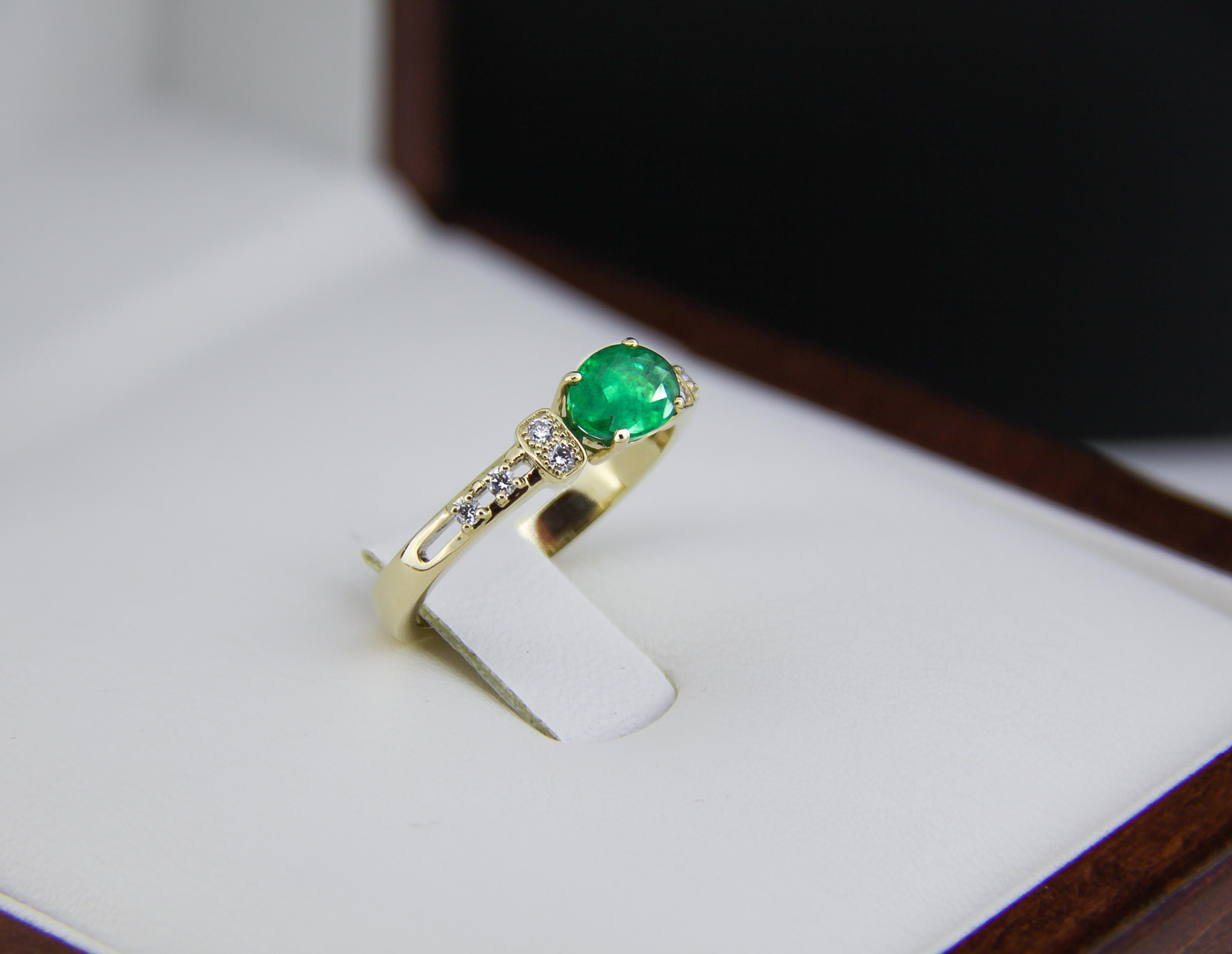For Sale:  Emerald 14k gold ring 3