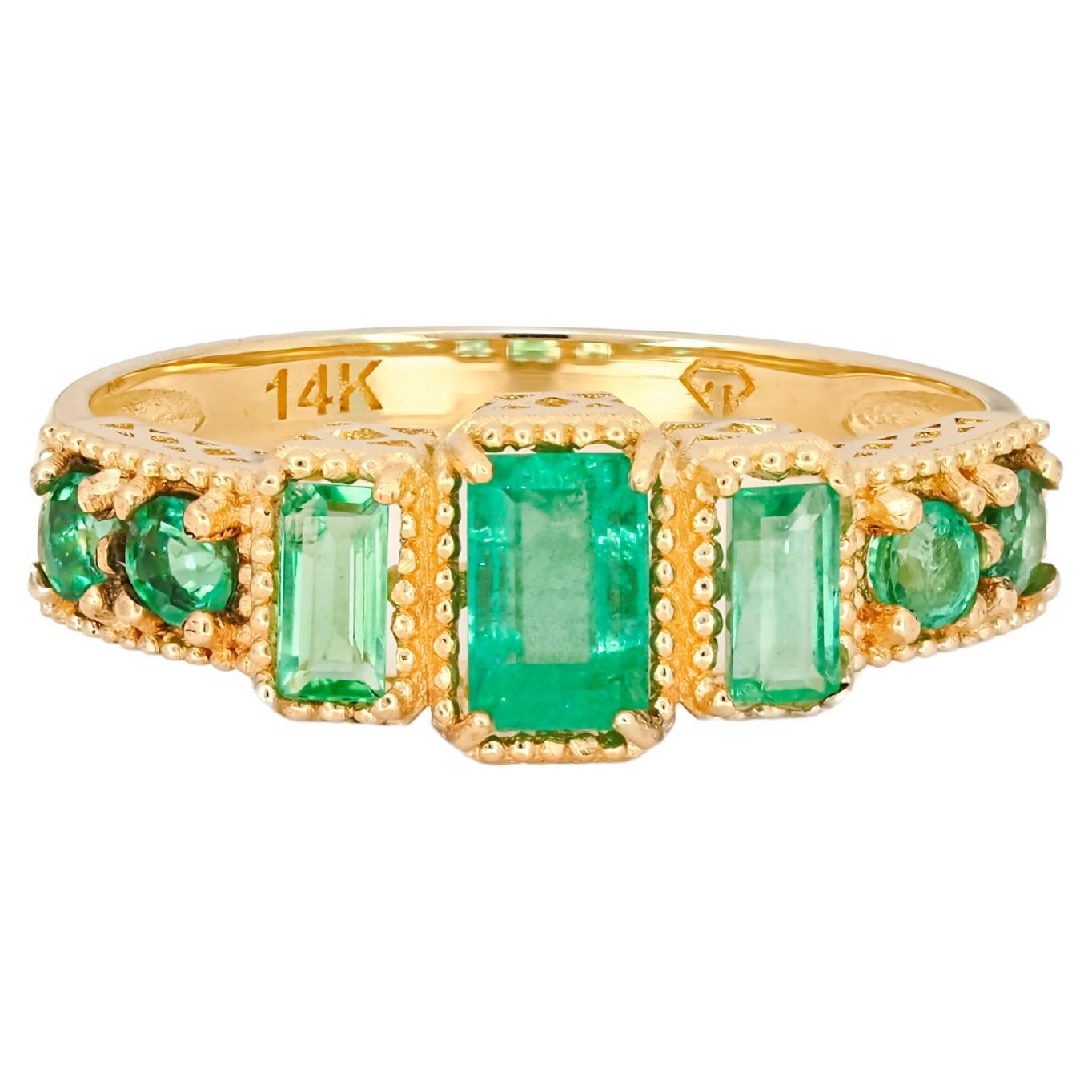 Emerald 14k gold ring.  For Sale