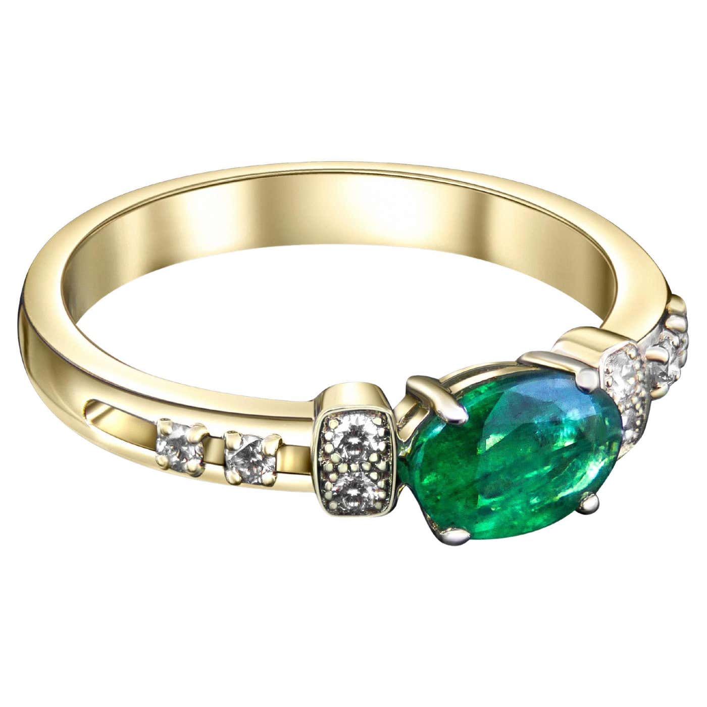 Customizable Emerald 14k gold ring For Sale at 1stDibs