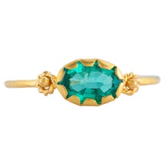 Anello impilabile con smeraldo in oro 14k