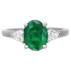 Anello di fidanzamento in platino con smeraldo da 1,65 carati e diamante da 0,66 carati, misura 6