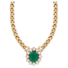 Emerald 1.75Ctw and Diamond 0.85Ctw Square Flat Chain Necklace 18K Yellow Gold