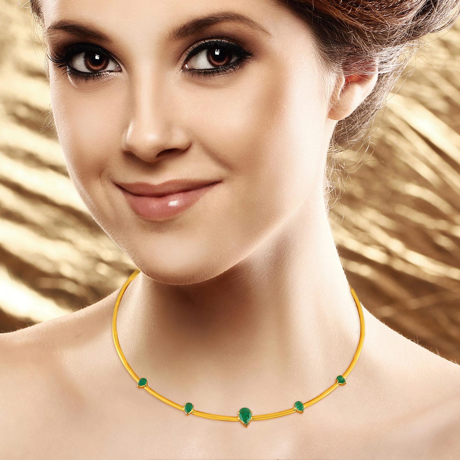 Cast in 14 karat yellow gold, this stunning choker necklace is set in alluring 2.45 carats of emeralds.

FOLLOW  MEGHNA JEWELS storefront to view the latest collection & exclusive pieces.  Meghna Jewels is proudly rated as a Top Seller on 1stdibs