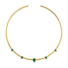 Choker-Halskette mit Smaragd aus 18 Karat Gold und Diamant