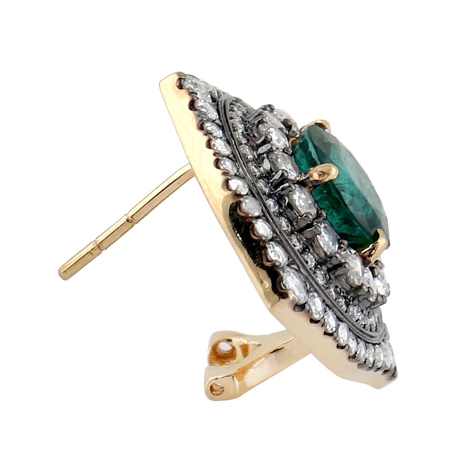 vintage emerald and diamond earrings