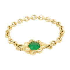 Anais Rheiner 18 Karat Yellow Gold Emerald Chain Band Ring