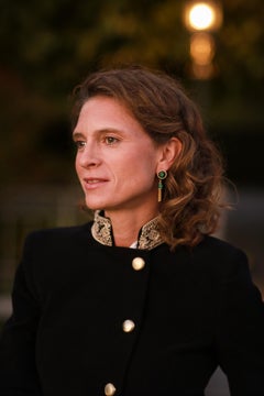 Emerald 18 Karat Yellow Gold Silver Bangle Earring Suite AENEA Jewellery