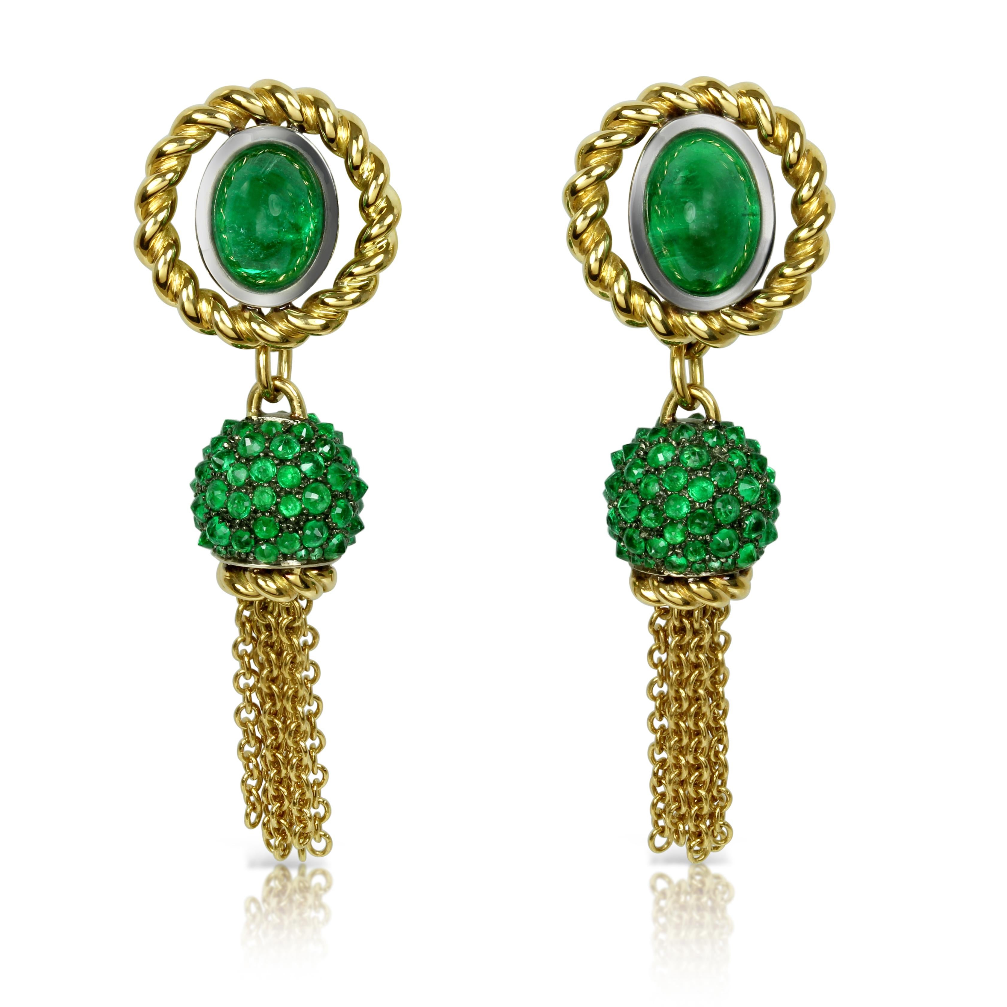 Modern Emerald 18 Karat Yellow Gold Silver Bangle Earring Suite AENEA Jewellery For Sale