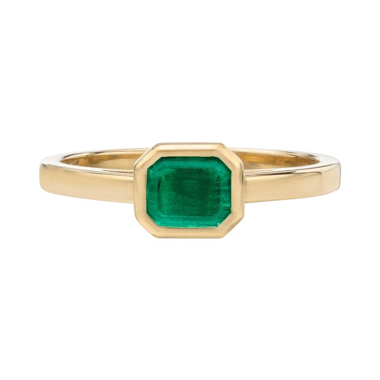 Emerald and 18k Gold Ring at 1stDibs | 18k gold emerald ring