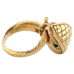 Emerald 18KT Yellow Gold Snake Vintage Ring
