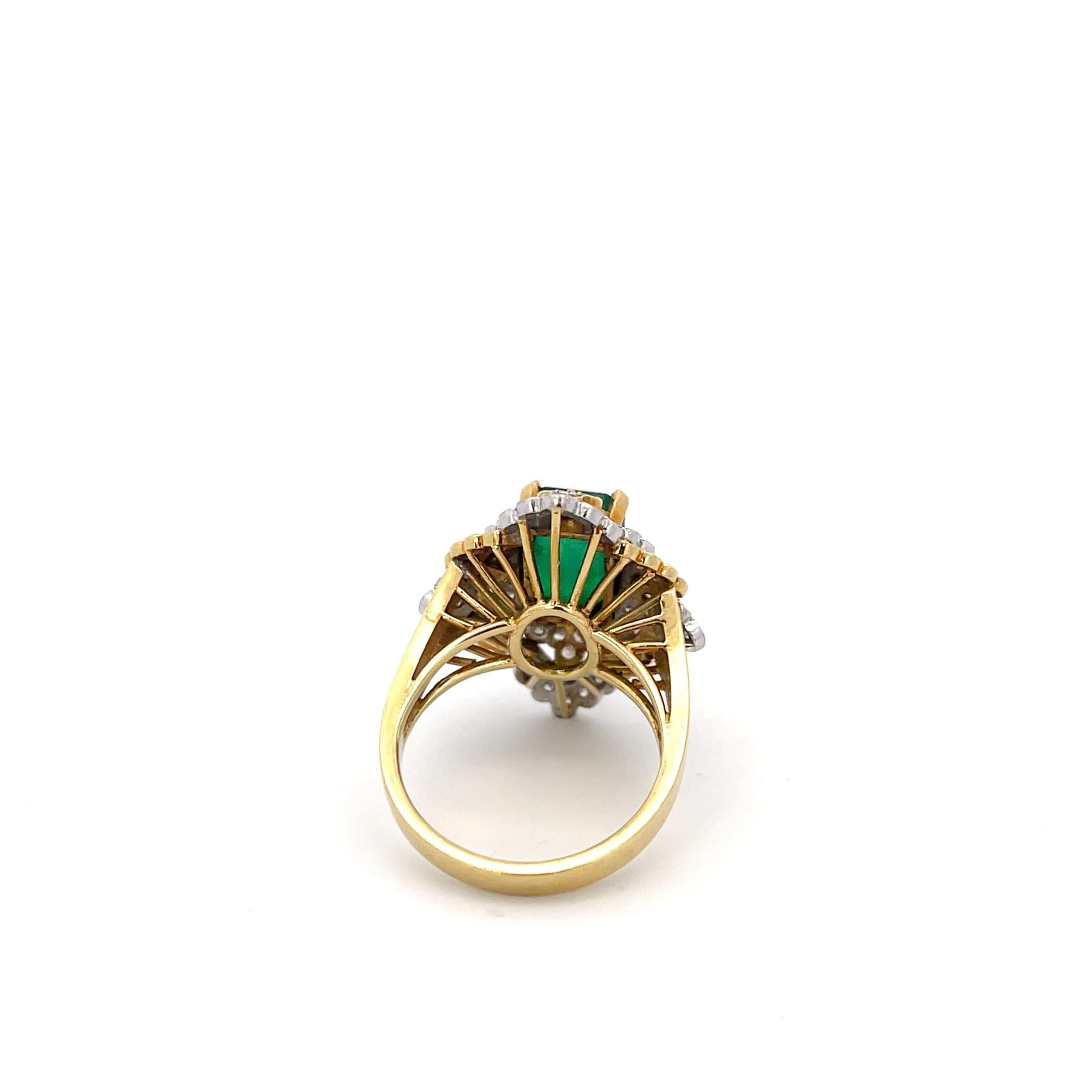Emerald Cut Emerald 2.25ct and Diamond Ring 18K  Gold