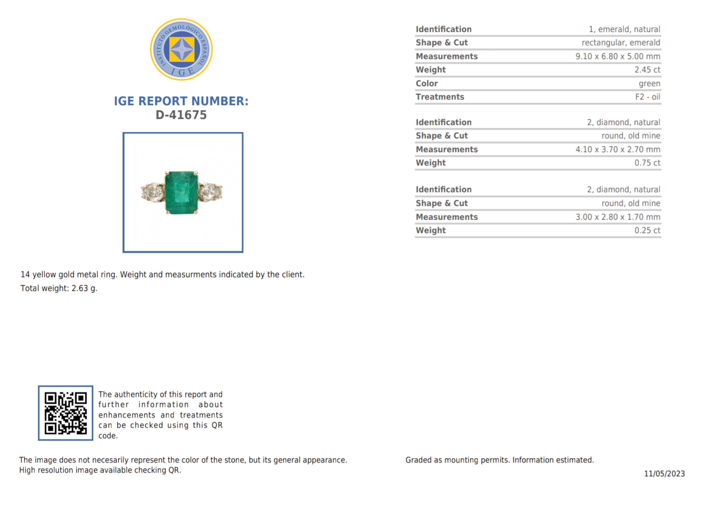 Gemstone 14k Gold Ring Genuine Emerald Ring Diamond Coctail Ring Certified  4