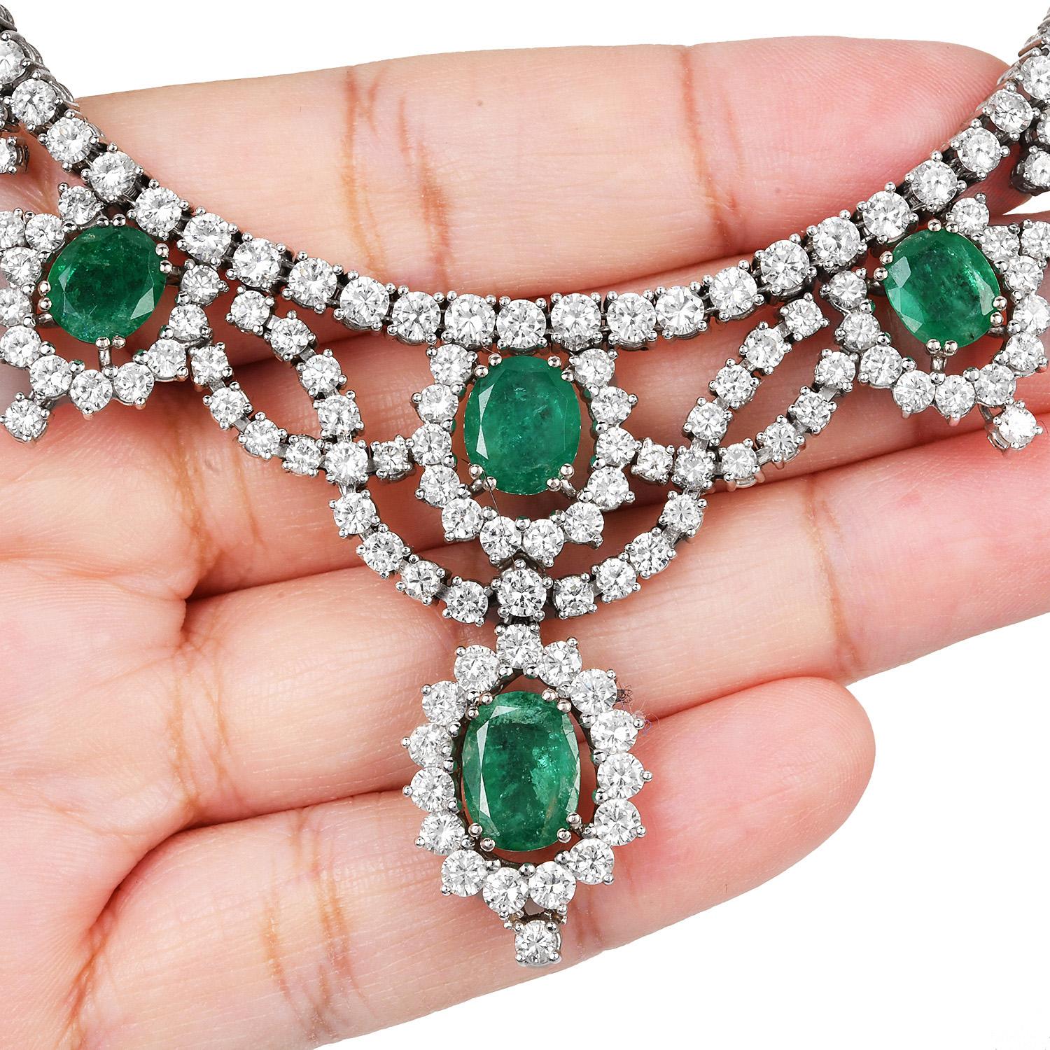 Collier à franges en or 18 carats et diamants 28,00 carats en vente 4