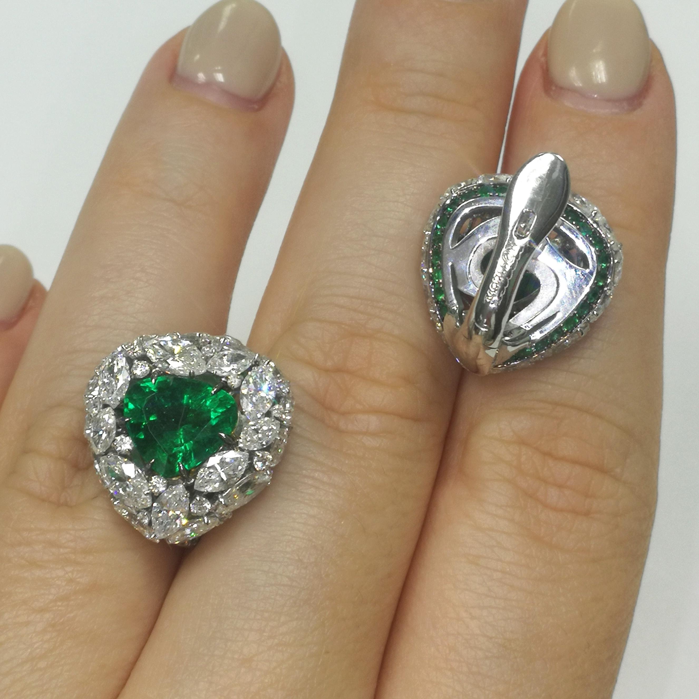 Pendientes Esmeralda 4,05 Quilates Diamantes Esmeraldas Oro Blanco 18 Kilates 1