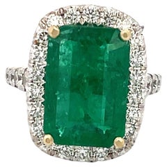 Vintage Emerald 5.32ct and Diamond Ring 18k White Gold