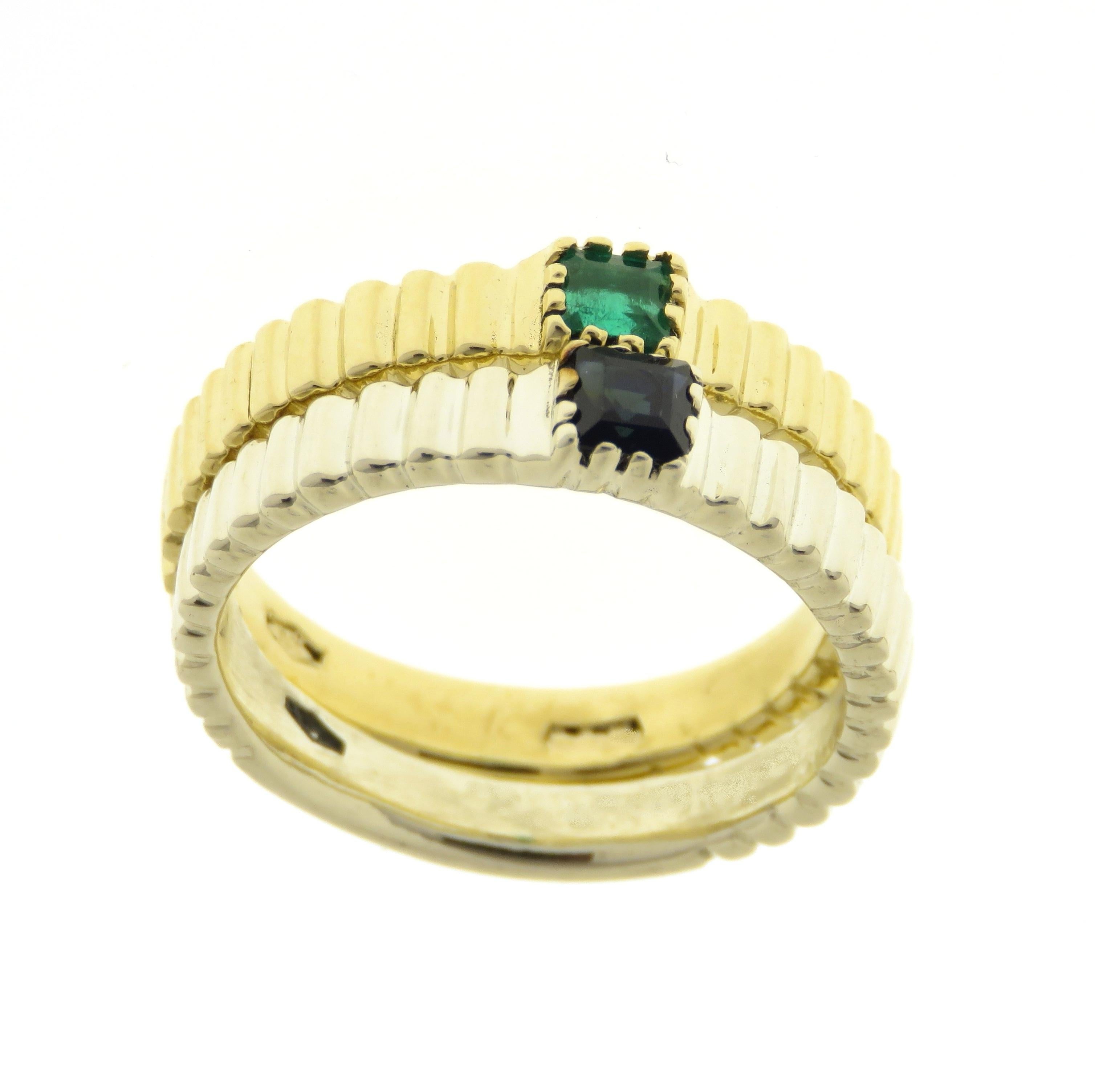 Emerald 9 Karat Yellow Gold Ring Handcrafted in Italy In New Condition For Sale In Milano, IT