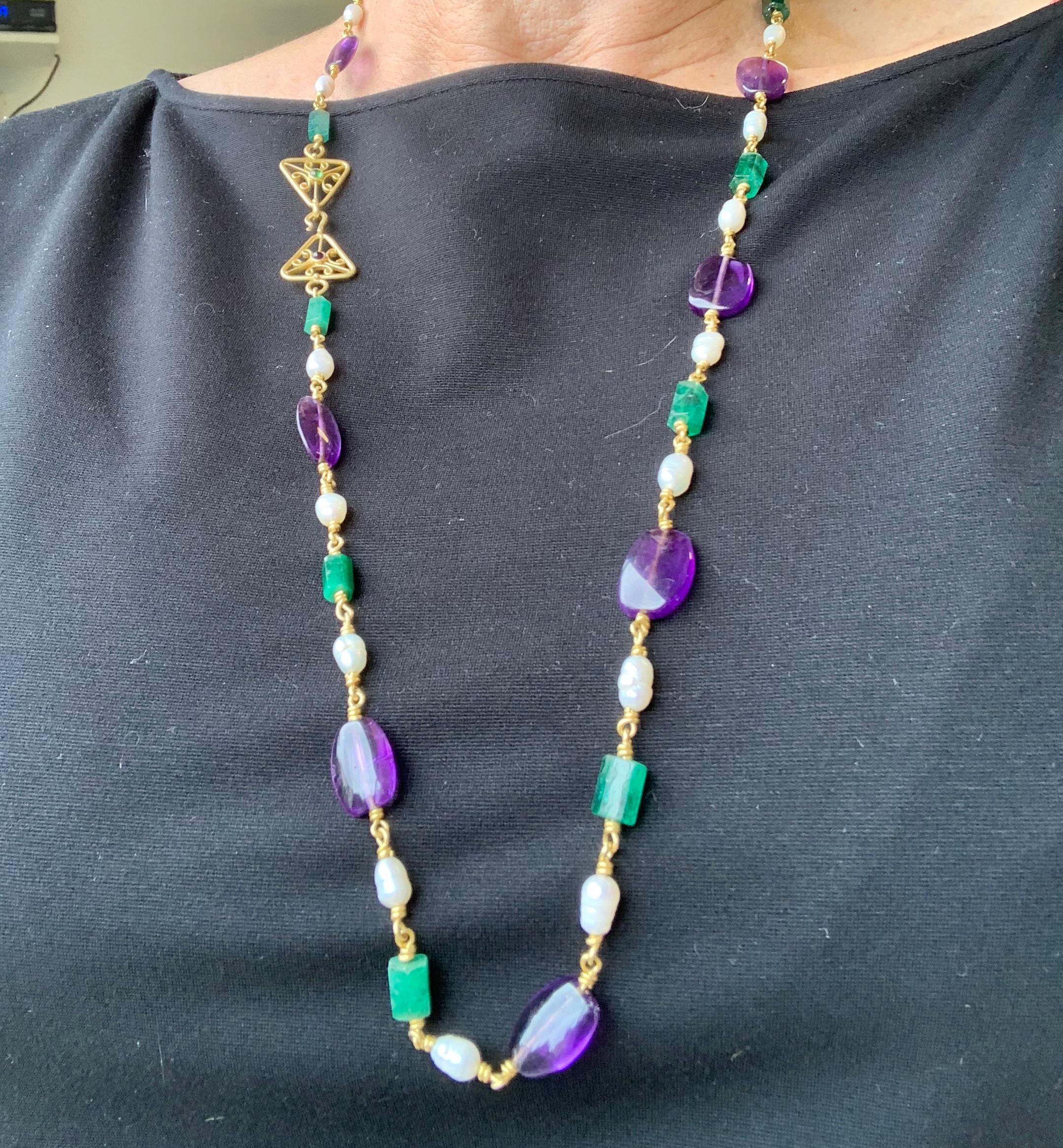 emerald and amethyst necklace