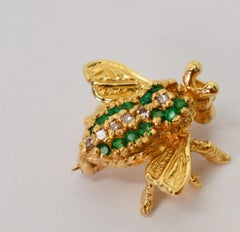 Emerald and Amethyst Yellow Gold Bee Brooch Duo