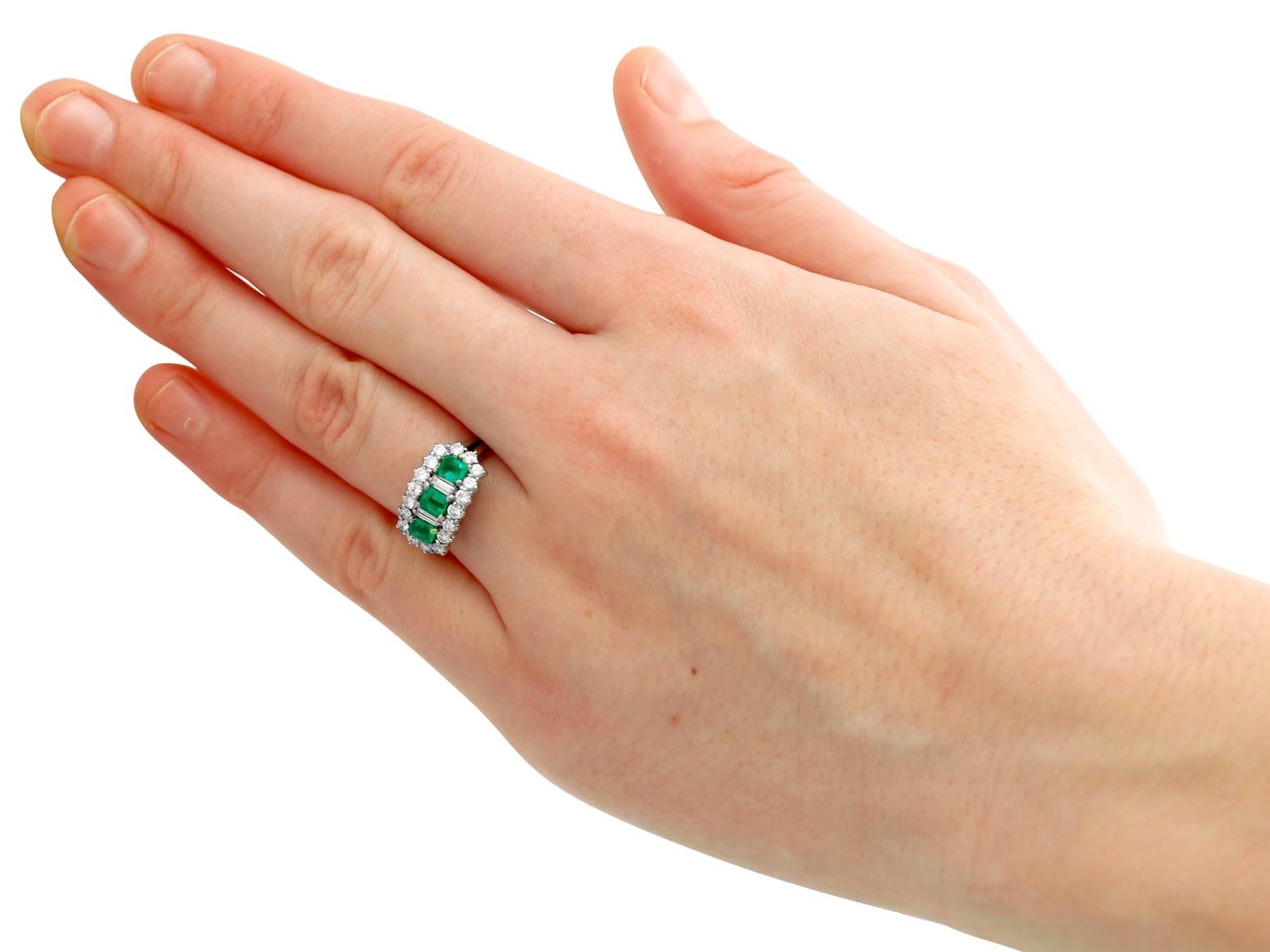 Vintage Italian Emerald and 1.02 Carat Diamond White Gold Cluster Ring For Sale 1