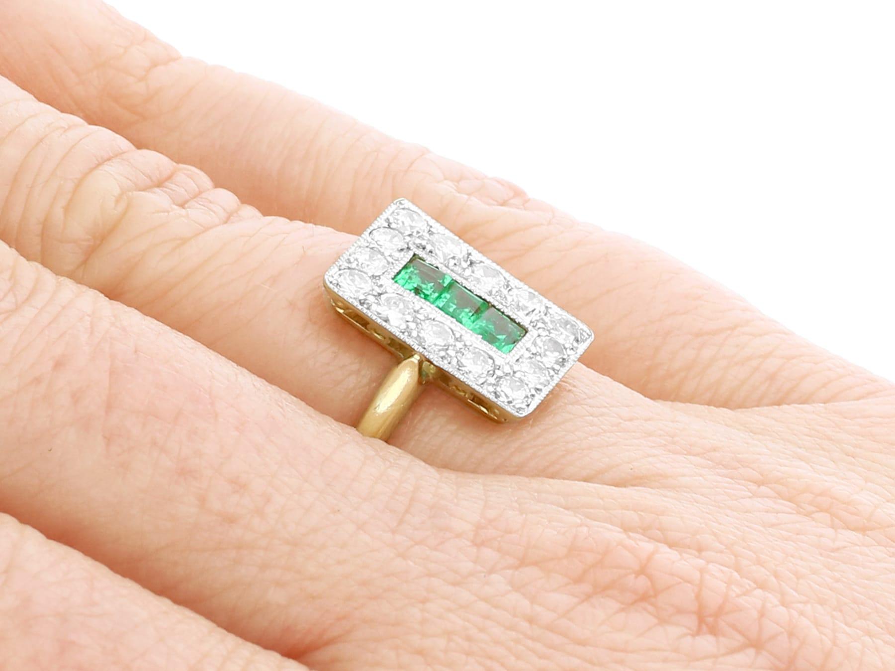 Emerald and 1.33 Carat Diamond Yellow Gold Cocktail Ring For Sale 2