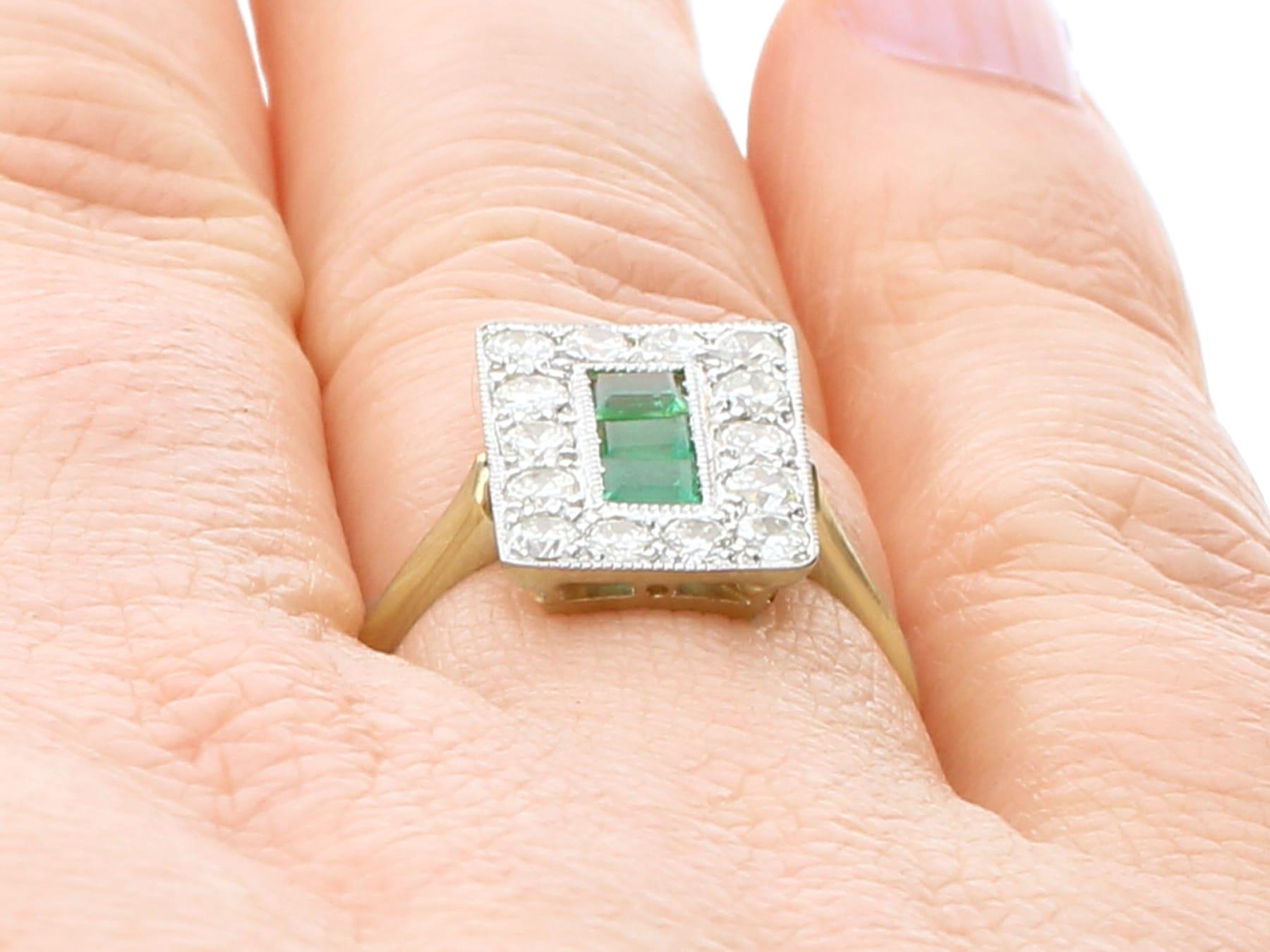 Emerald and 1.33 Carat Diamond Yellow Gold Cocktail Ring For Sale 3