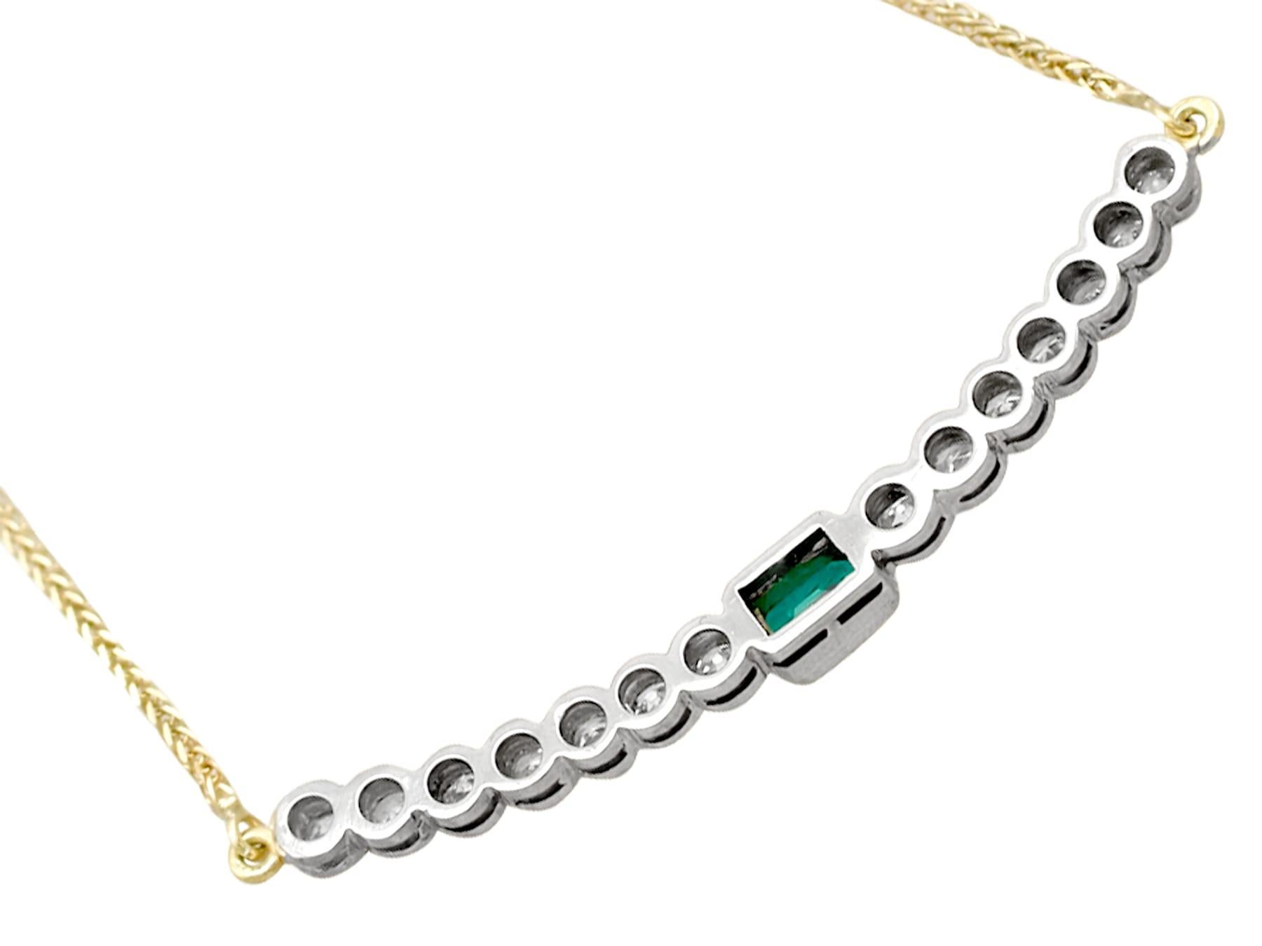 Women's Vintage Emerald and 1.54 Carat Diamond White Gold Necklace For Sale