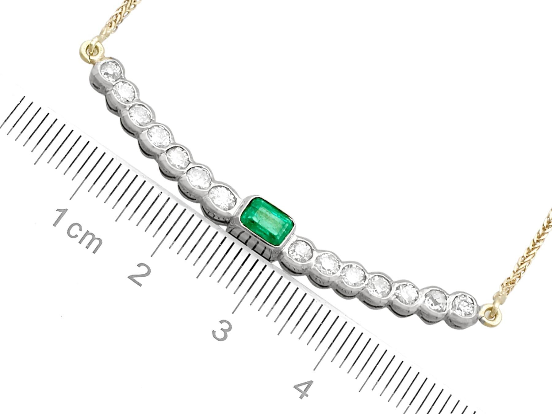 Vintage Emerald and 1.54 Carat Diamond White Gold Necklace For Sale 1