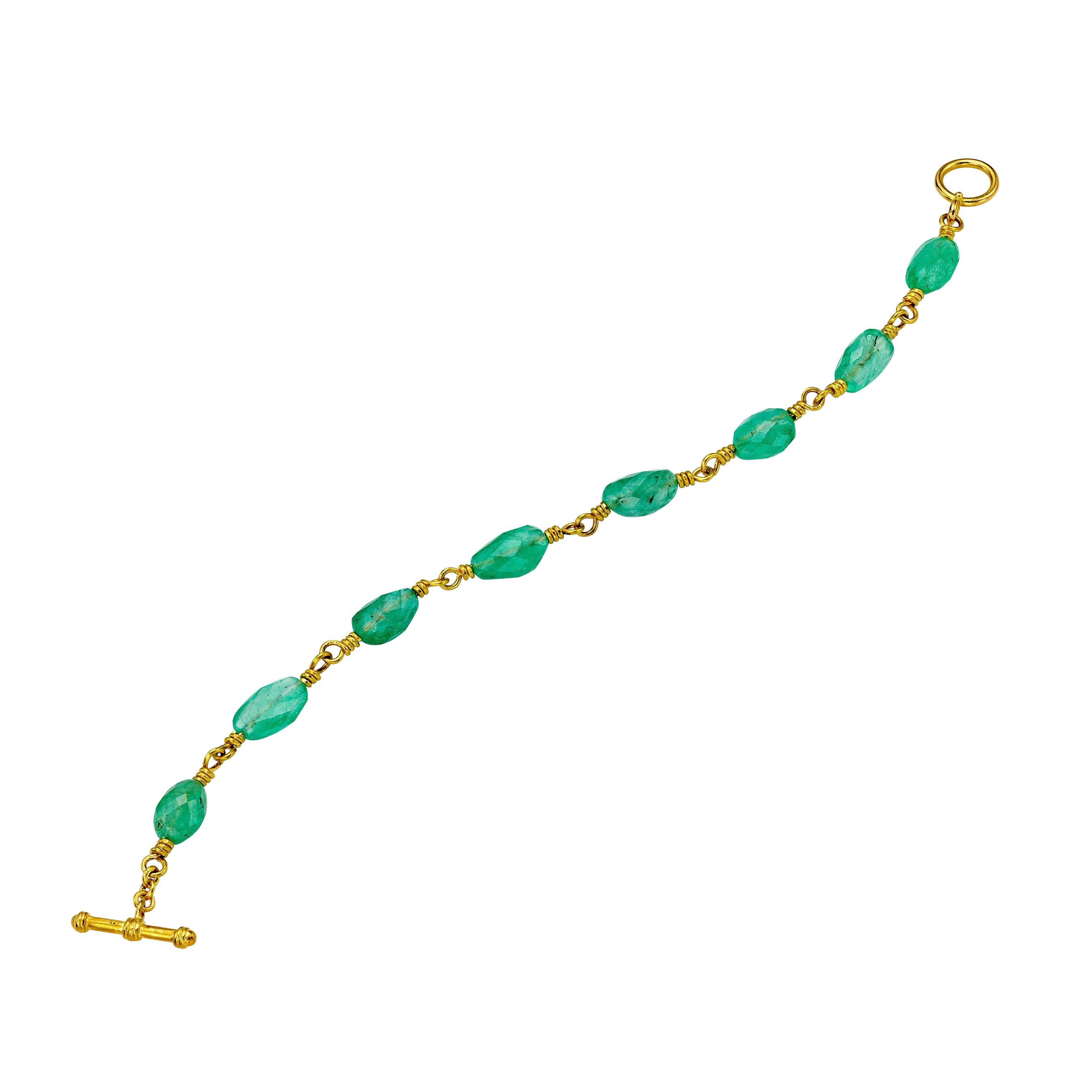Emerald and 22 Karat Gold Bracelet