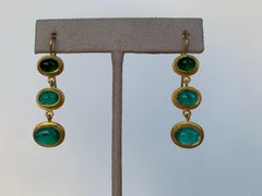Emerald and 22 Karat Yellow Gold Earrings