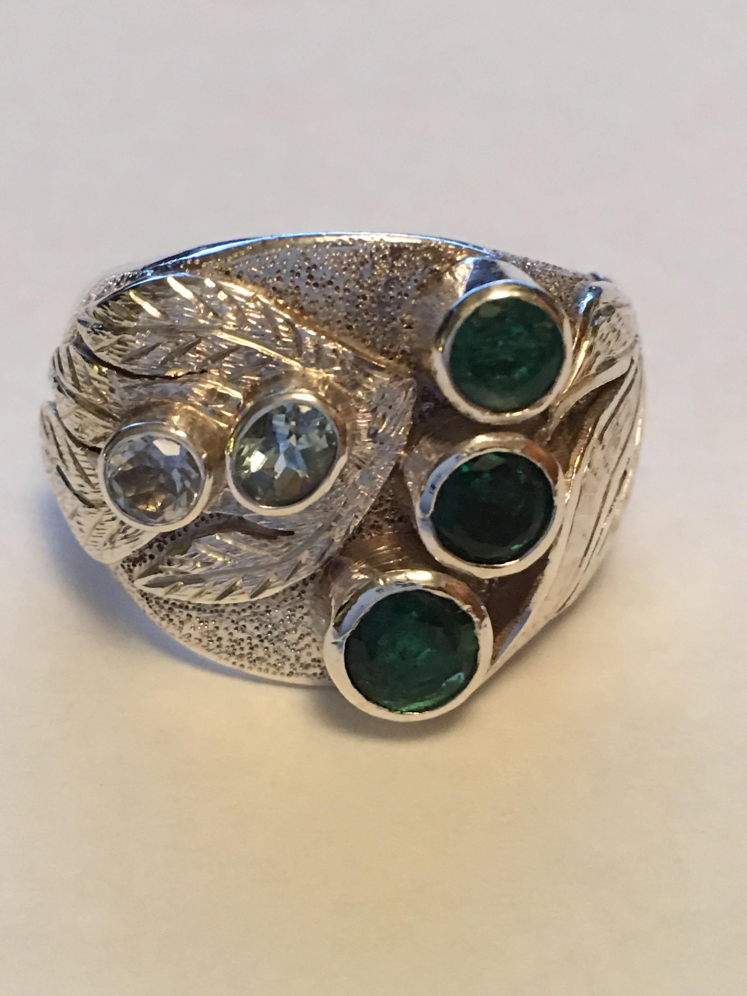 Emerald and Aquamarine Ring 1