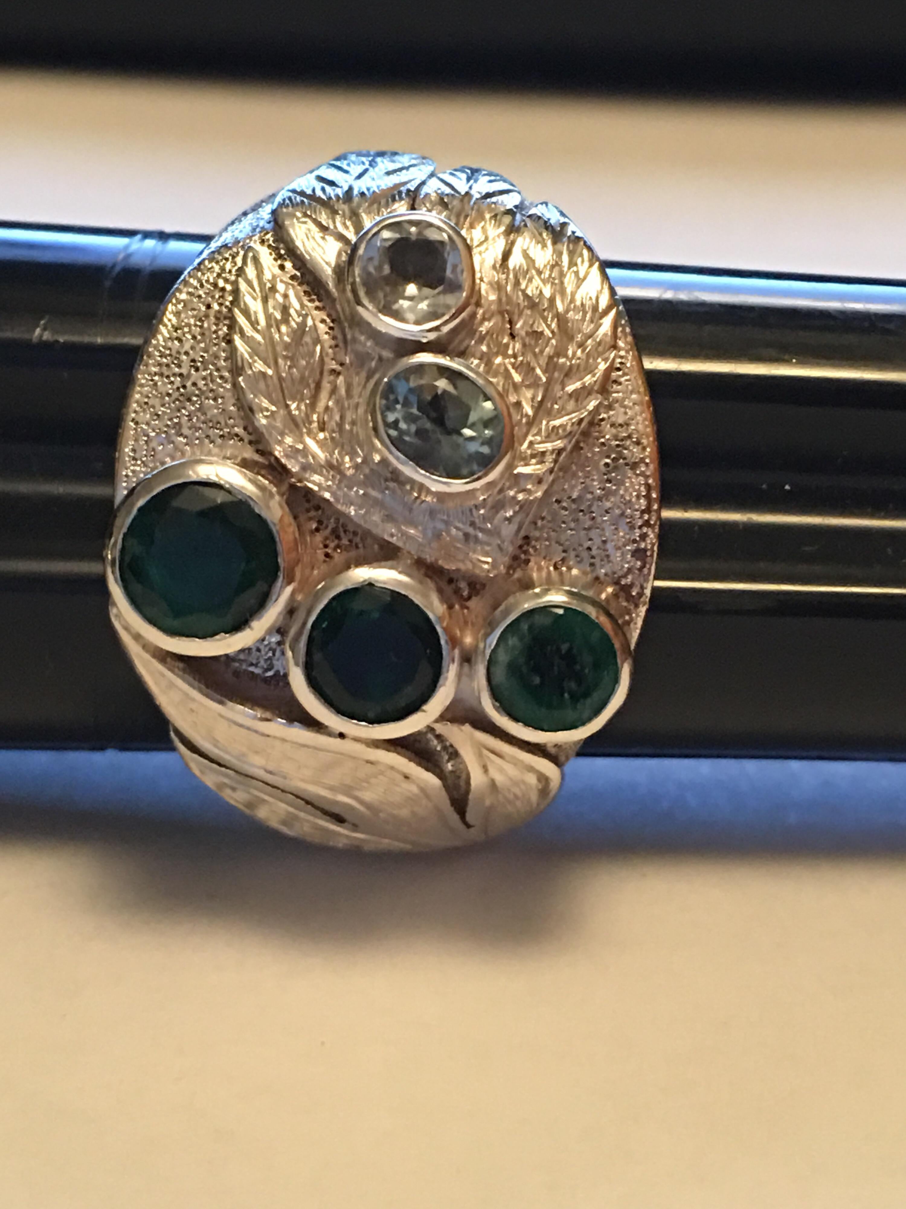 Emerald and Aquamarine Ring 3