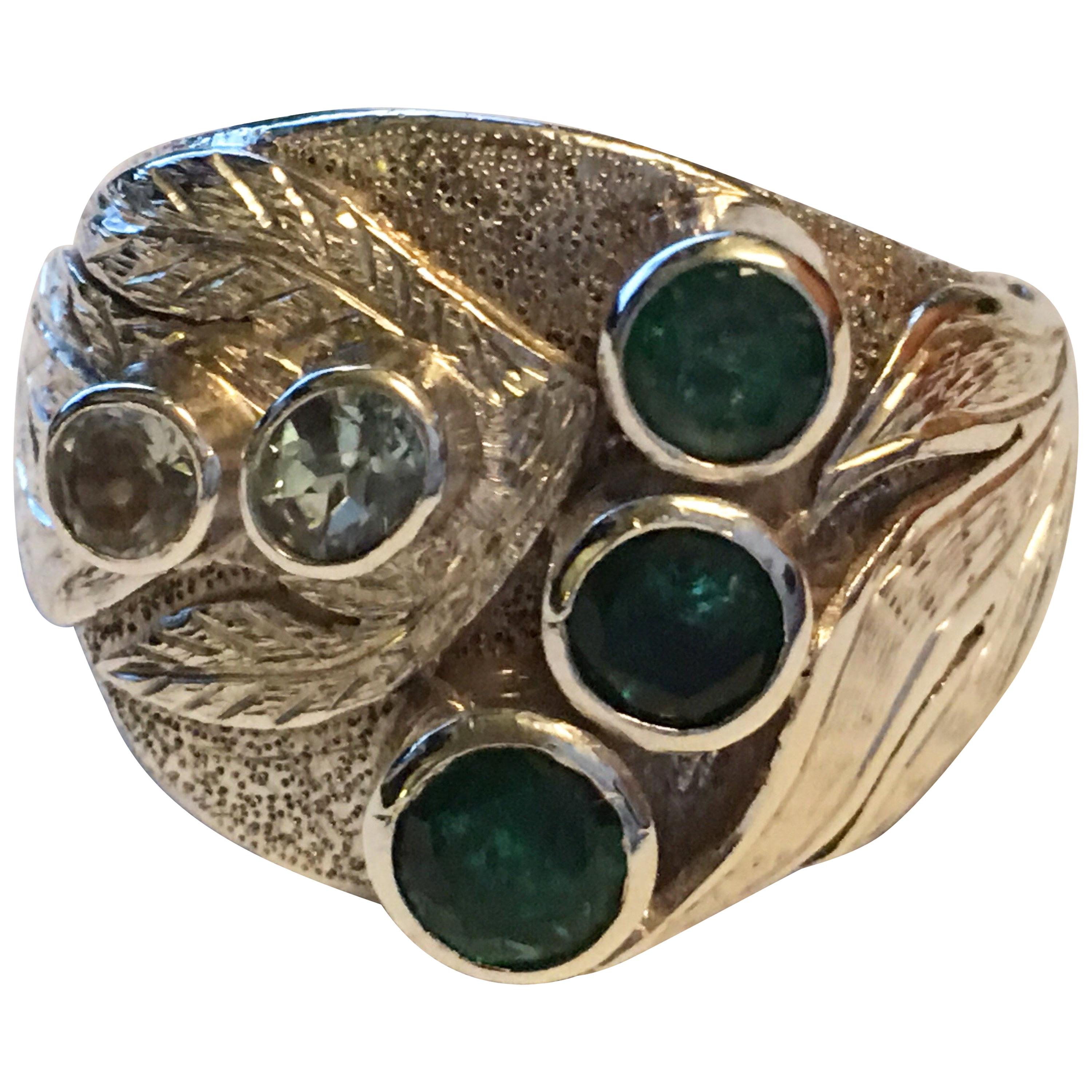 Emerald and Aquamarine Ring