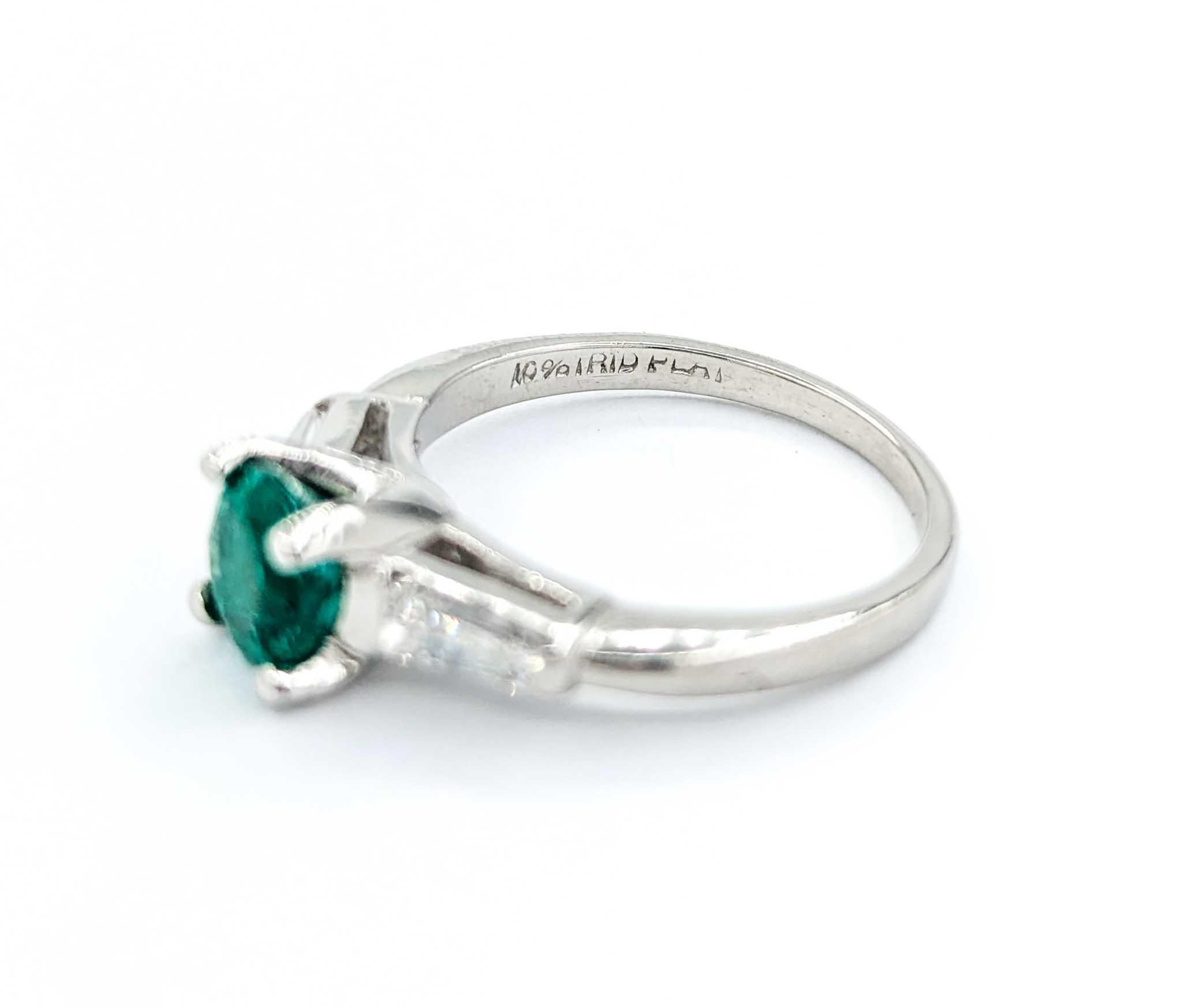 Emerald and Baguette Diamond Ring in Platinum For Sale 7