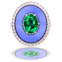Emerald and Chalcedony Diamond Cocktail Ring