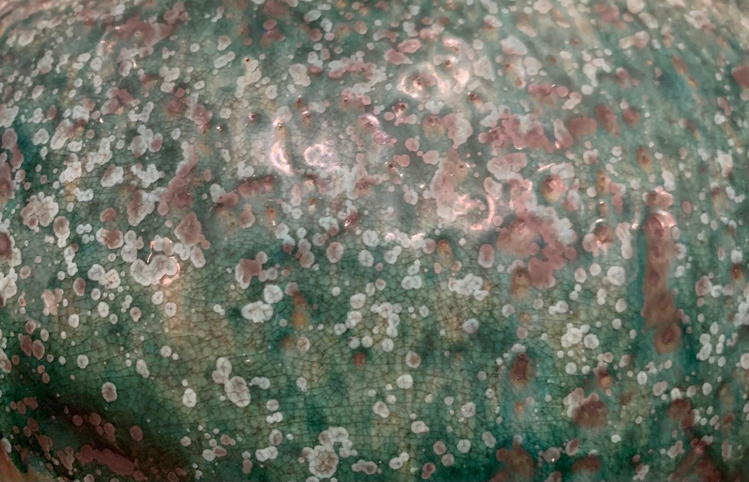 XXI secolo e contemporaneo Vaso con texture smeraldo e turchese intenso, Cina, contemporaneo in vendita