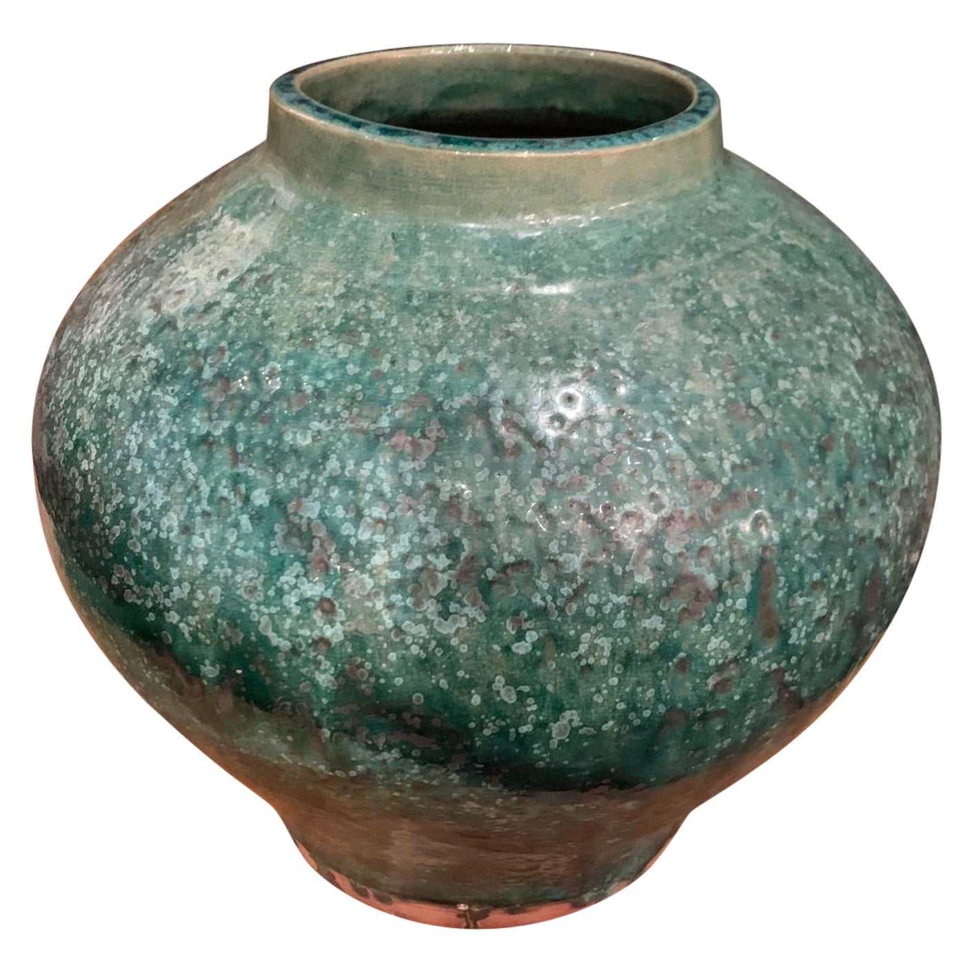 Jarrón con Textura Esmeralda y Turquesa Profundo, China, Contemporáneo