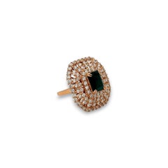 Emerald and Diamond 14k Rose Gold Statement Ring