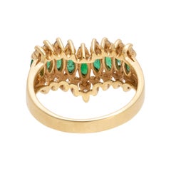 Emerald and Diamond 14K Yellow Gold Vintage Estate Ring