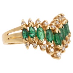 Emerald and Diamond 14K Yellow Gold Vintage Estate Ring Emerald and Diamond 14K Yellow Gold Vintage Estate Ring