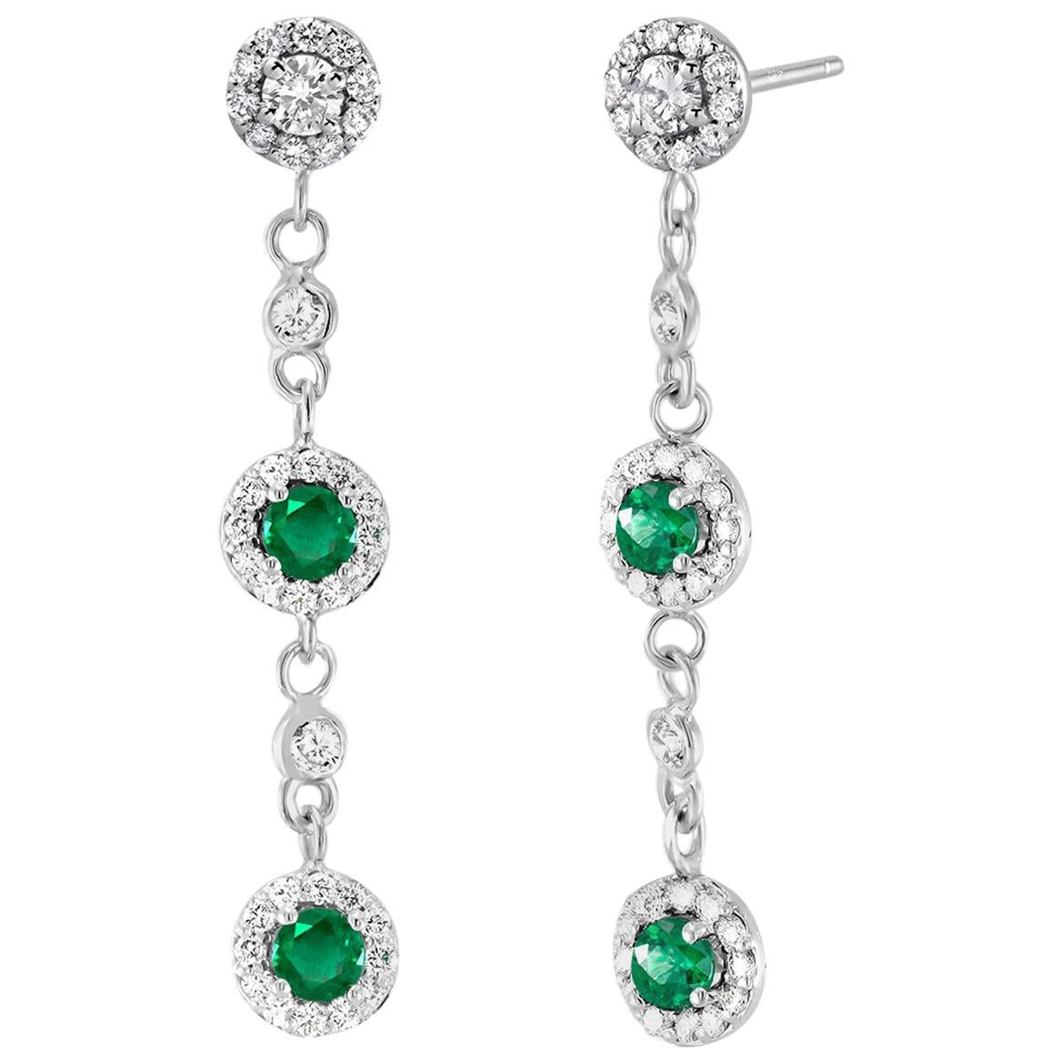 Emerald and Diamond Drop Earrings Weighing 1.95 Carat 