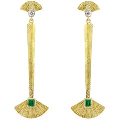 Emerald and Diamond 18 Carat Gold Statement Drop Earrings